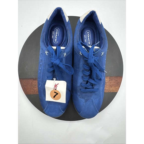 Coach Women's Patti Signature Sneakers Low Top Lace Up Blue Canvas Shoe Sz 7M - Picture 5 of 12